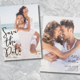 Save The Date Simple Élégant Script Photo Mariage