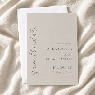 Save The Date Simple Élégant Taupe Mariage