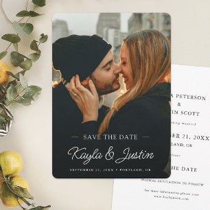 Save The Date Simple Elégant Texte Blanc Moderne Photo Personnal