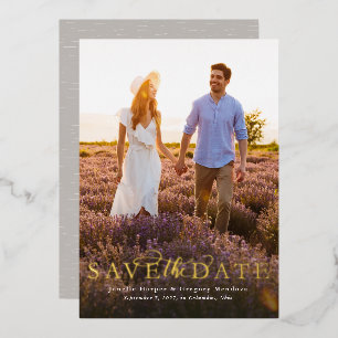 Save the date simple elegant vertical one photo