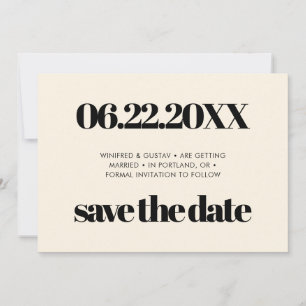 Save The Date Simple, élégante et chic Crème Enregistrer la date
