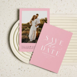 Save The Date Simple Enregistrer La Date Une Photo QR Blush Pink