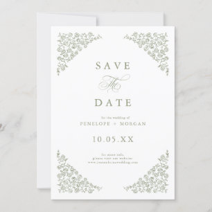 Save The Date Simple et délicat floral intemporel mariage vert s