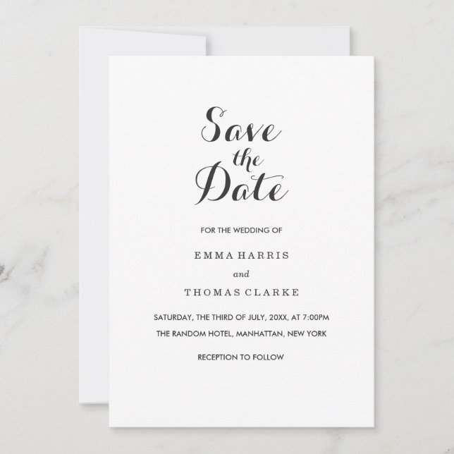 Save The Date Simple et élégant | Mariage moderne Enregistrer La (Devant)