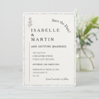 Save the Date Simple Faux Deckled Edge Wedding 