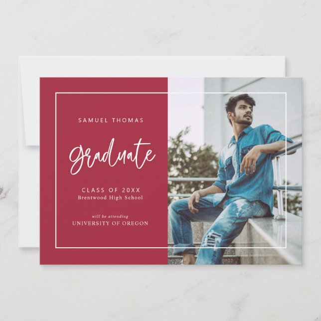 Save The Date Simple Handwritten Script Graduation Announcement (Devant)