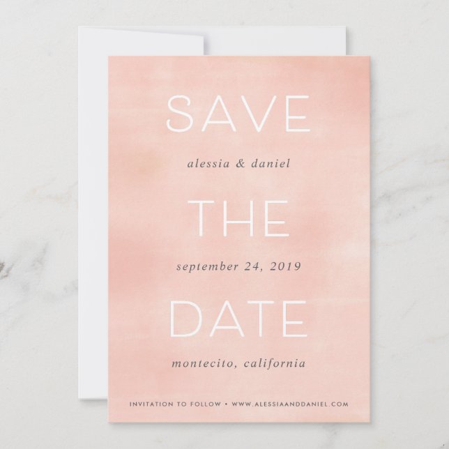 Save The Date Simple, instruction | Couleur d'aquarelle blanche  (Devant)