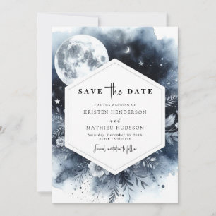 Save The Date Simple Mariage floral clair de lune