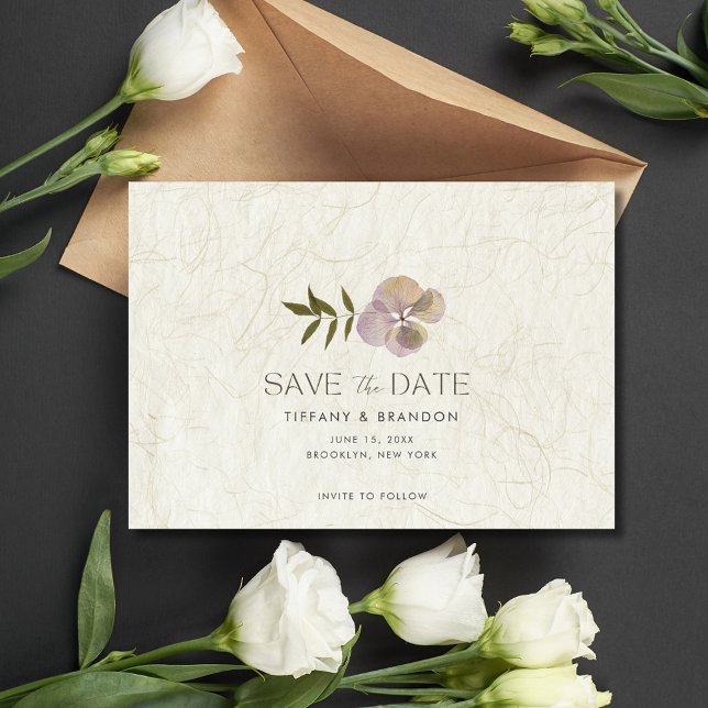 Save The Date Simple Mariage Floral Photo Enregistrer La Date (Simple Floral Photo Wedding Save The Date)