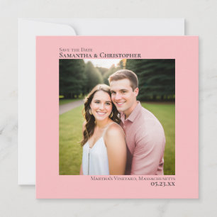 Save The Date Simple Mariage Minimaliste Photo Rose Pâle