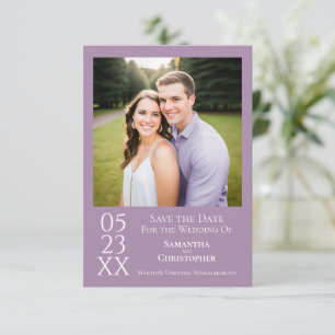 Save The Date Simple Mariage Moderne Minimaliste Photo Lavande