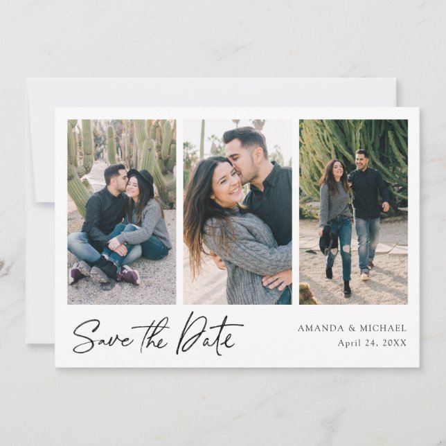 Save The Date Simple Mariage Moderne Multi Photos Collage de Sty (Devant)
