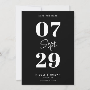 Save The Date Simple Mariage Moderne Noir et Blanc