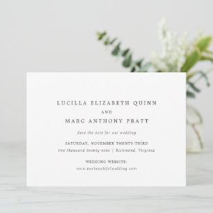 Save The Date Simple Mariage Noir et Blanc Intemporel