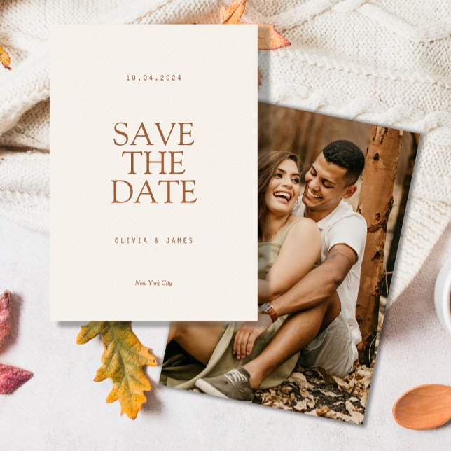 Save The Date Simple Mariage Photo Automne Chaud (Créateur téléchargé)