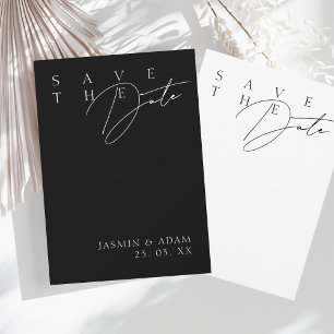Save The Date Simple Mariage Typographie Moderne Blanc Noir