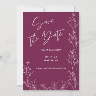Save The Date Simple mariage violet de pensée enregistrer la dat