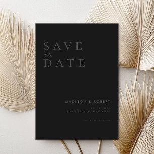 Save The Date Simple Mat moderne Noir Mariage Enregistrer la dat
