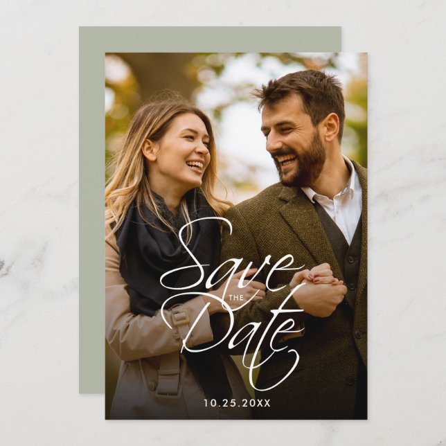 Save The Date Simple minimal grand mariage photo Enregistrer la  (Devant / Derrière)