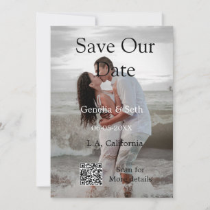 Save the date simple minimal QR scan code details