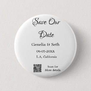 Save the date simple minimal QR scan code details 2 Inch Round Button