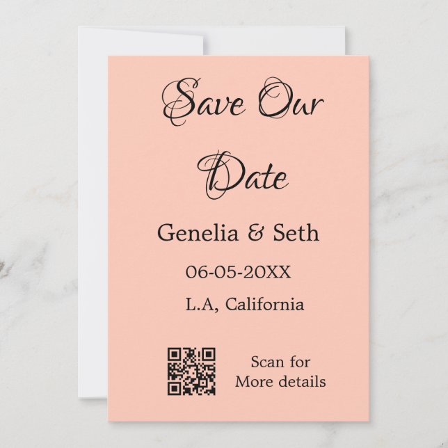 Save the date simple minimal QR scan code details  Invitation (Front)