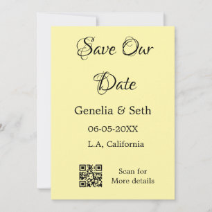 Save the date simple minimal QR scan code details  Invitation
