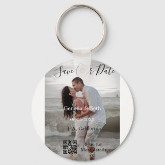 Save the date simple minimal QR scan code details  Keychain