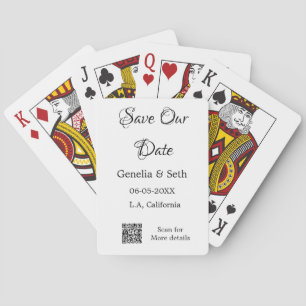 Save the date simple minimal QR scan code details  Playing Cards