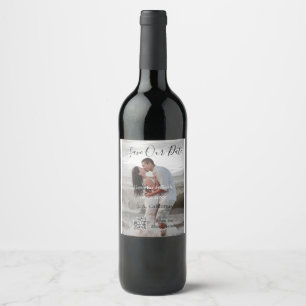 Save the date simple minimal QR scan code details Wine Label