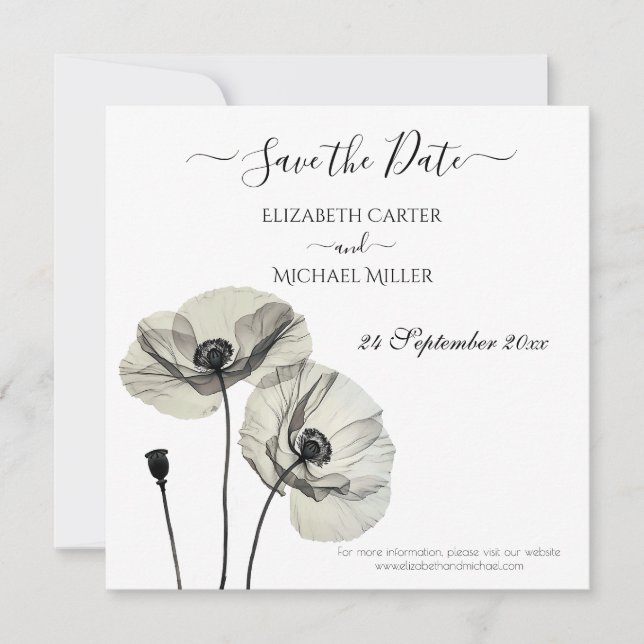 Save The Date Simple minimalisme élégant Papillons noirs et blan (Devant)