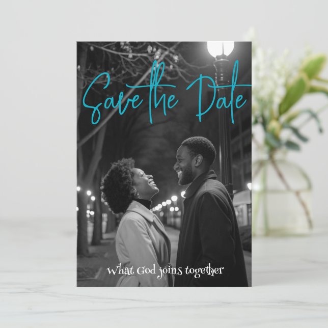 Save the Date | Simple Minimalist Black and White  (Standing Front)