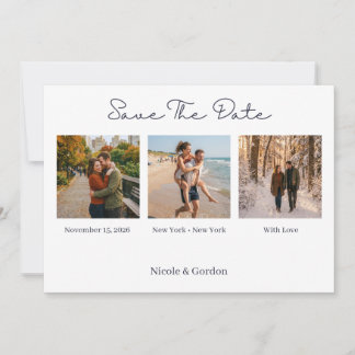 Save The Date Simple Minimalist with Photos Wedding