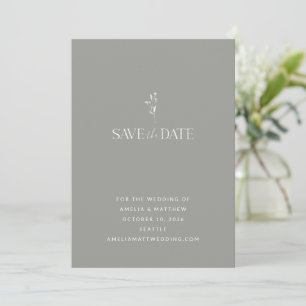 Save The Date Simple minimaliste Botanique Mariage gris argenté