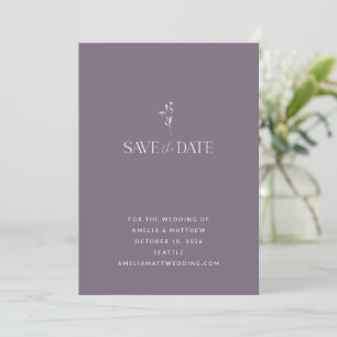 Save The Date Simple Minimaliste Botanique Mariage Violet Prune