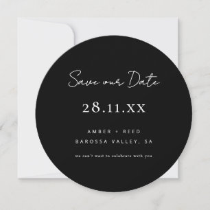 Save The Date Simple minimaliste Cercle noir et blanc rond 
