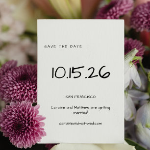Save The Date Simple minimaliste écrit à la main Mariage noir bl