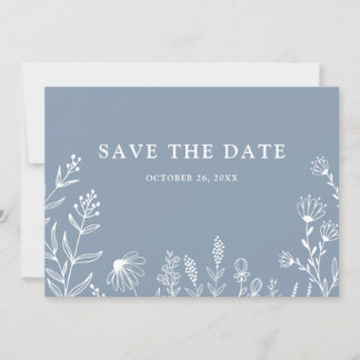 Save The Date Simple minimaliste Fleur sauvage Dusty Mariage ble