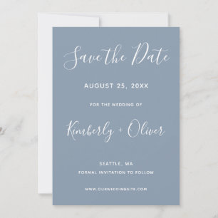 Save The Date Simple minimaliste moderne Dusty Blue Mariage