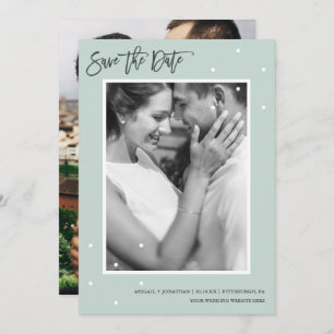 Save The Date Simple Mint with White Dots Photo Enregistrer la d
