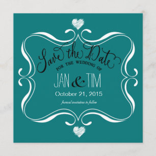 Save The Date Simple Modern Enregistrer la date   blanc turquois