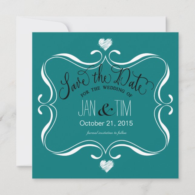 Save The Date Simple Modern Enregistrer la date | blanc turquois (Devant)