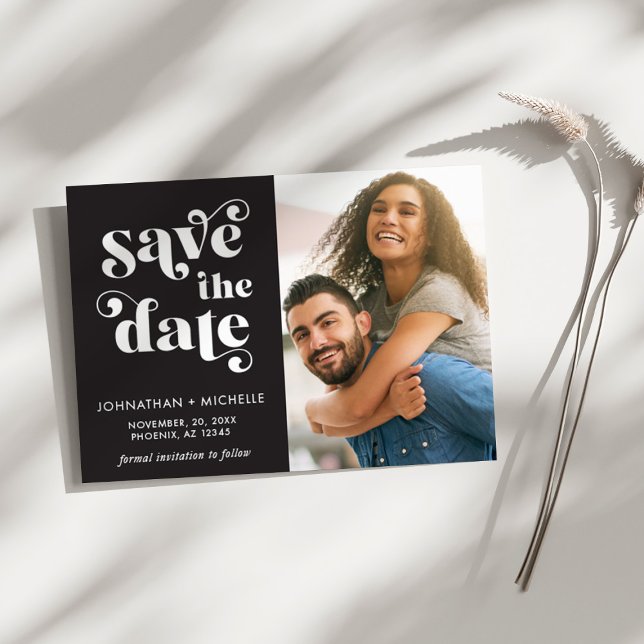 Save The Date Simple Modern Minimalist Black & White Wedding (Créateur téléchargé)