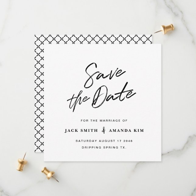Save The Date Simple Modern minimaliste Script Wedding enregistr (Devant/Arrière en situation)