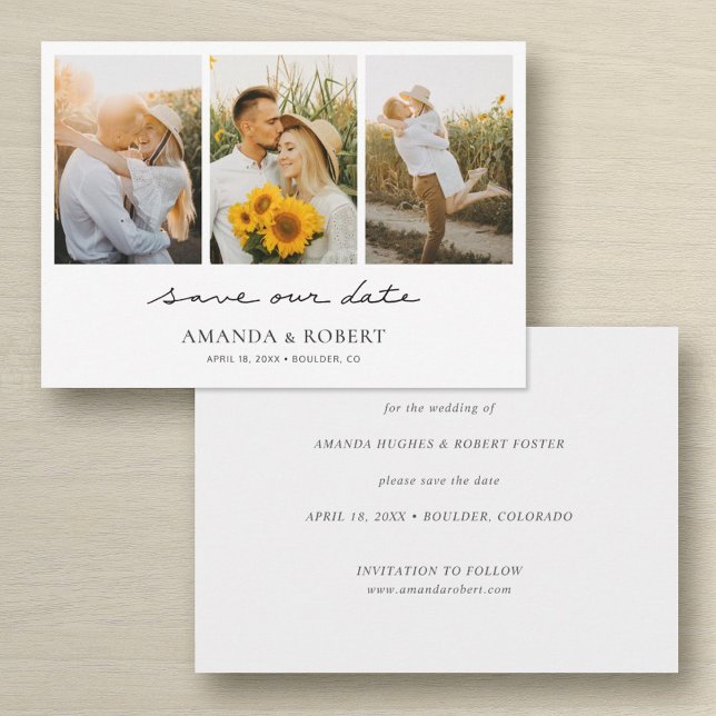 Save The Date Simple Modern Multi Photo Collage Enregistrer la d (Créateur téléchargé)