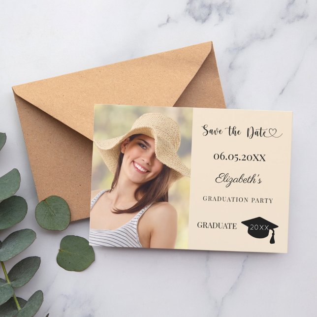 Save The Date Simple modern photo champagne Graduation (Créateur téléchargé)