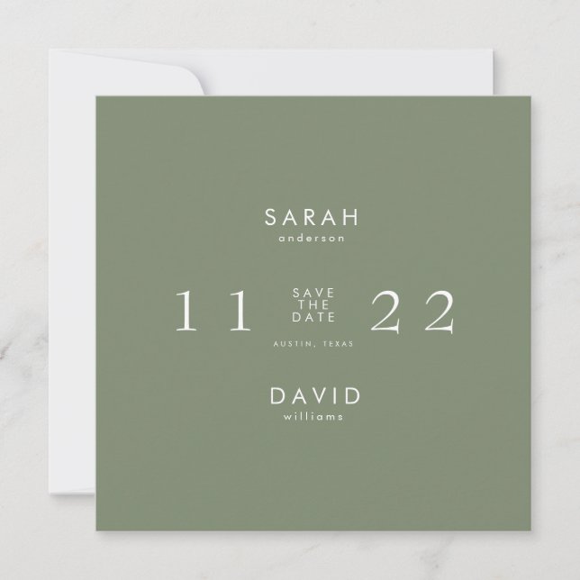 Save The Date Simple Modern Sage Carré Enregistrer la date (Devant)