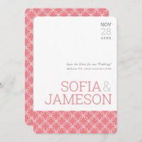 SAVE THE DATE simple modern type coral pink grey
