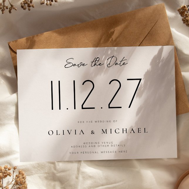Save The Date Simple Moderne Chic Mariage Non Photo Enregistrer  (Créateur téléchargé)