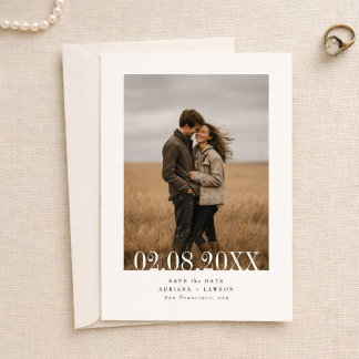Save The Date Simple Moderne Mariage Budgetaire Date Photo en Gr